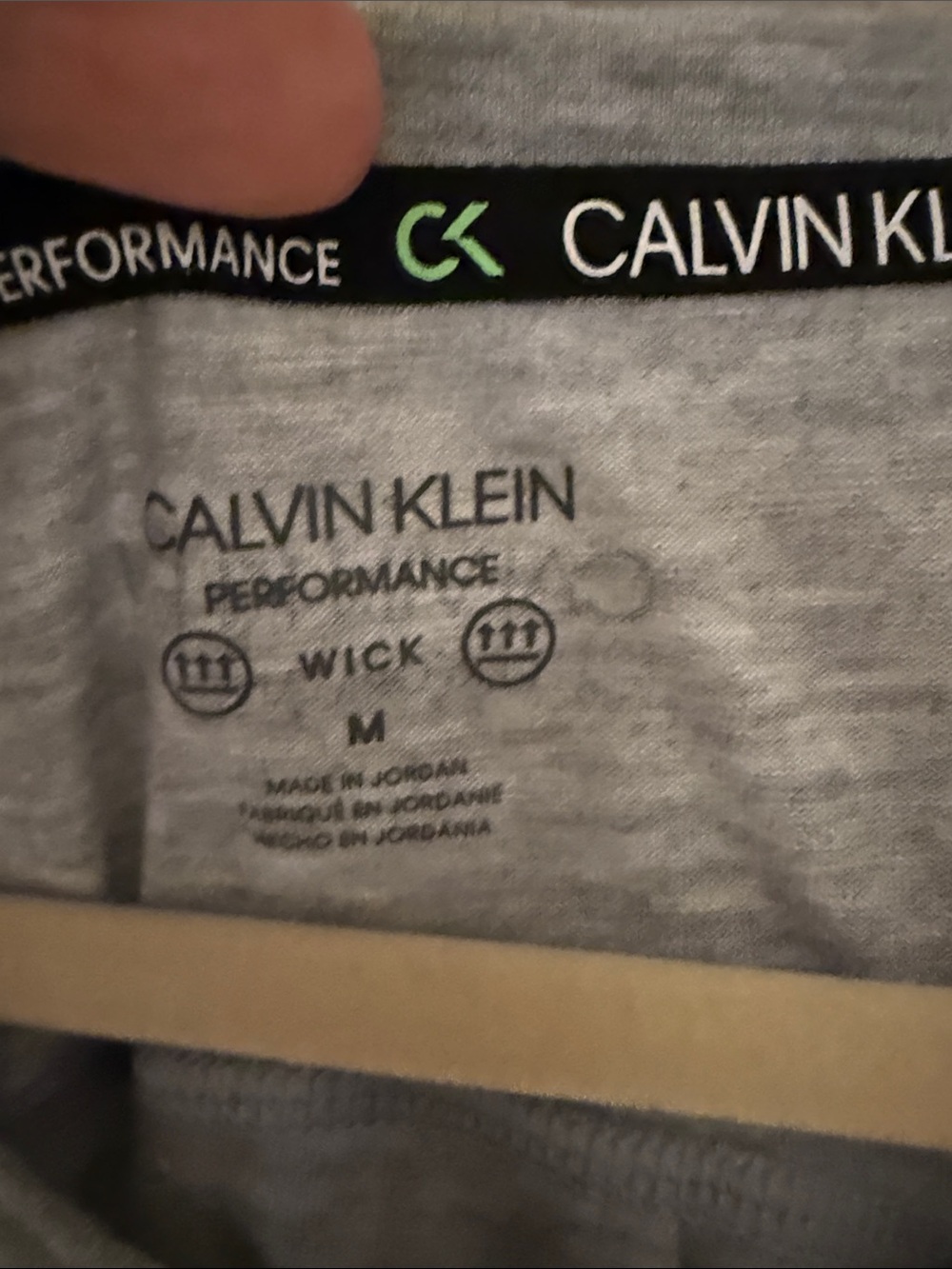 Calvin Klein Gray Heather Short Sleeve Tee with White CALVIN Logo - Picture 3 of 4